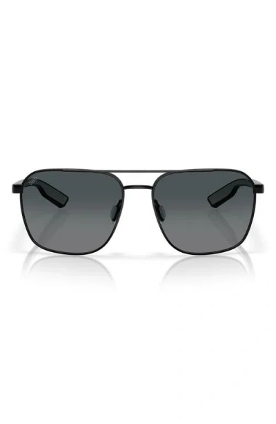 Costa Del Mar 58mm Polarized Gradient Rectangular Sunglasses In Black/gray Gradient 580g
