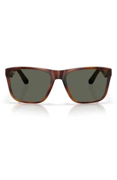 Costa Del Mar 59mm Polarized Rectangular Sunglasses In Tortoise/gray 580g