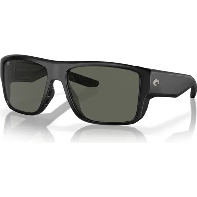 Costa Del Mar 59mm Polarized Square Sunglasses In Matte Black/gray
