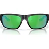 Costa Del Mar 59mm Polarized Square Sunglasses In Matte Black/green Mirror