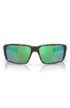 Costa Del Mar 60mm Polarized Rectangular Sunglasses In Matte Tortoise/green 580g