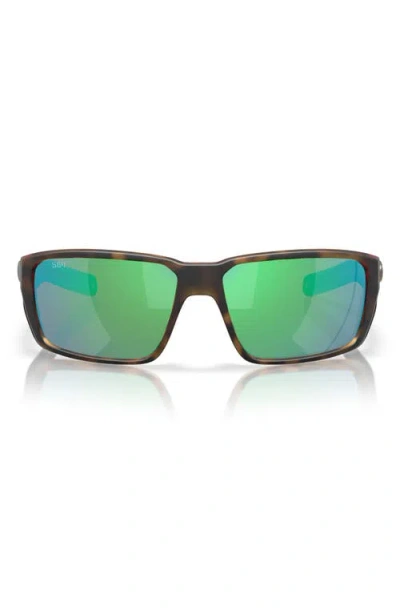 Costa Del Mar 60mm Polarized Rectangular Sunglasses In Matte Tortoise/green 580g