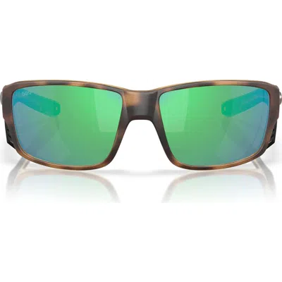 Costa Del Mar 60mm Polarized Square Sunglasses In Matte Tortoise/green
