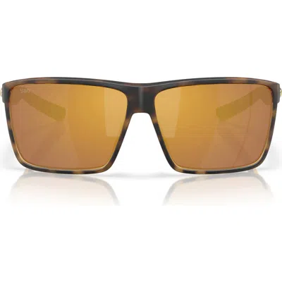 Costa Del Mar 63mm Polarized Oversize Square Sunglasses In Matte Tortoise/gold 580g