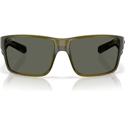 Costa Del Mar 63mm Polarized Rectangular Sunglasses In Seagrass/gray
