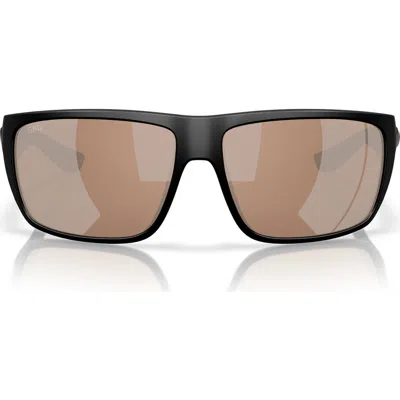 Costa Del Mar 64mm Polarized Rectangular Sunglasses In Black/copper Silver 580g