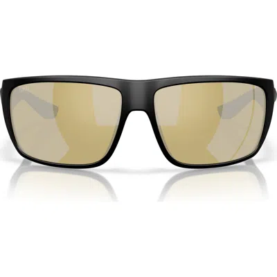 Costa Del Mar 64mm Polarized Rectangular Sunglasses In Black/sunrise Silver 580g