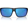 Costa Del Mar 64mm Polarized Rectangular Sunglasses In Matte Black/blue Mirror 580g