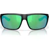 Costa Del Mar 64mm Polarized Rectangular Sunglasses In Matte Black/green Mirror 580g