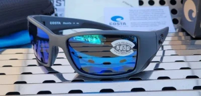 Pre-owned Costa Del Mar Blackfin Bl98 Matte Gray Sunglasses W/ Blue 580g Polarized