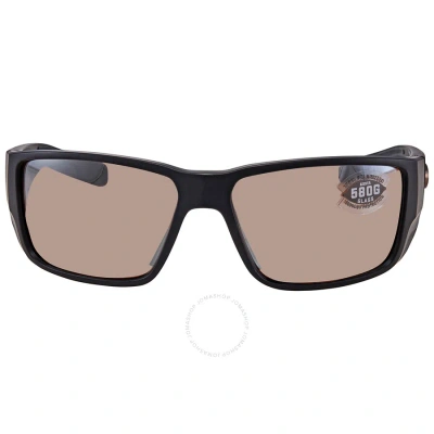 Costa Del Mar Blackfin Pro Copper Silver Mirror Polarized Glass Rectangular Men's Sunglasses 6s9078 In Matte Black