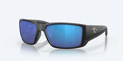 Pre-owned Costa Del Mar Blackfin Pro Polarized Sunglasses 90780160 Matte Black/blue Mirror