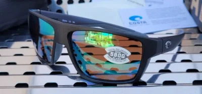 Pre-owned Costa Del Mar Bloke Blk 124 Matte Black Sunglasses W/green 580g Polarized