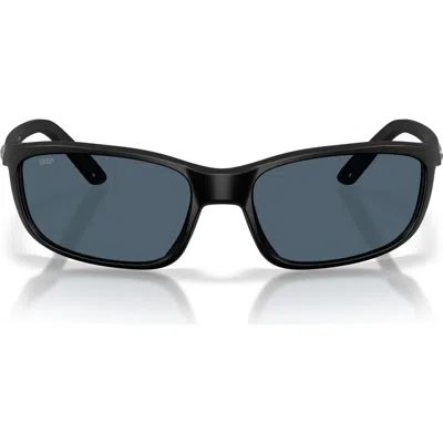 Costa Del Mar Brine Ii 59mm Polarized Rectangular Sunglasses In Black