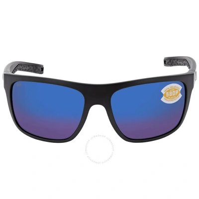 Costa Del Mar Broadbill Blue Mirror Polarized Polycarbonate Men's Sunglasses Brb 11 Obmp 60 In Black / Blue