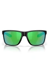 Costa Del Mar Broadbill Ii 58mm Polarized Rectangular Sunglasses In Matte Black/bright Green