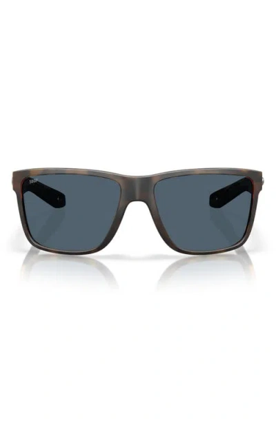 Costa Del Mar Broadbill Ii 58mm Polarized Rectangular Sunglasses In Matte Tortoise/gray 580p
