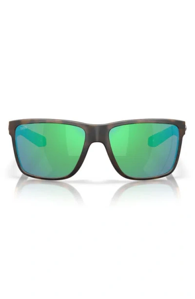 Costa Del Mar Broadbill Ii 58mm Polarized Rectangular Sunglasses In Matte Tortoise/green