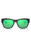 Costa Del Mar Caleta 55mm Mirrored Polarized Square Sunglasses In Black/green Mirror