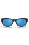 Costa Del Mar Caleta 55mm Mirrored Polarized Square Sunglasses In Net Black/gray Blue