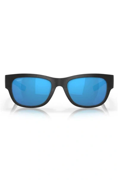 Costa Del Mar Caleta 55mm Mirrored Polarized Square Sunglasses In Net Black/gray Blue