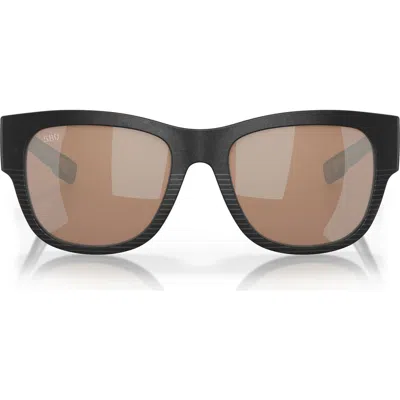 Costa Del Mar Caleta 55mm Polarized Mirrored Sunglasses In Black
