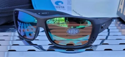 Pre-owned Costa Del Mar Cat Cay At 01 Sunglasses Blackout W/ Green 580g Polarized