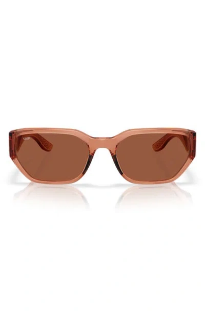 Costa Del Mar Clemente 58mm Polarized Rectangular Sunglasses In Pink Sands/copper 580p