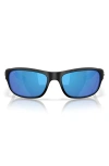 Costa Del Mar Clipperton 58mm Polarized Rectangular Sunglasses In Matte Black/blue Mirror 580g