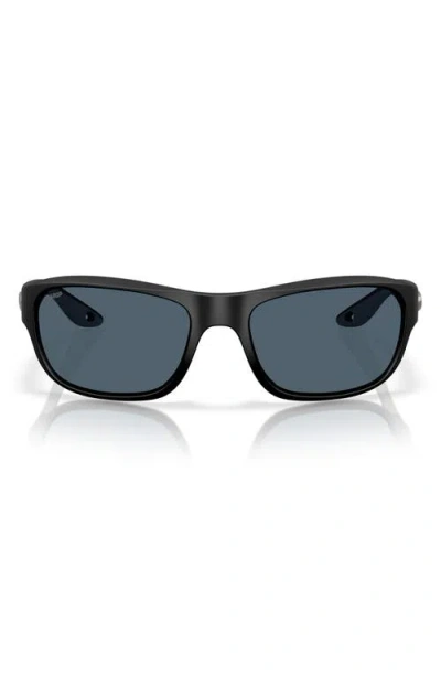 Costa Del Mar Clipperton 58mm Polarized Rectangular Sunglasses In Matte Black/gray 580p