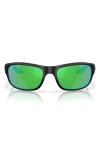 Costa Del Mar Clipperton 58mm Polarized Rectangular Sunglasses In Matte Black/green Mirror 580p