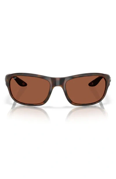 Costa Del Mar Clipperton 58mm Polarized Rectangular Sunglasses In Tortoise/copper 580p