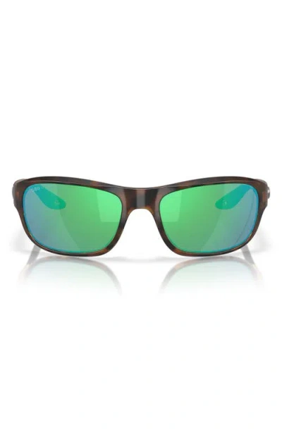Costa Del Mar Clipperton 58mm Polarized Rectangular Sunglasses In Tortoise/green Mirror 580g