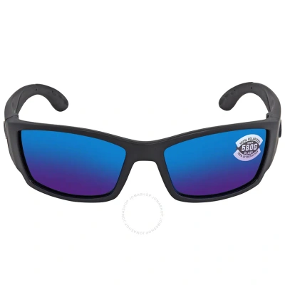 Costa Del Mar Corbina Blue Mirror Polarized Glass Rectangular Unisex Sunglasses Cb 01 Obmglp 61 In Black / Blue