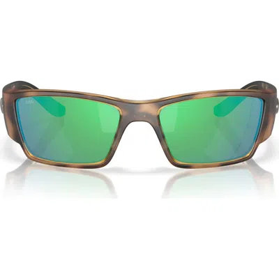 Costa Del Mar Corbina Pro 61mm Rectangular Sunglasses In Matte Tortoise/green 580g
