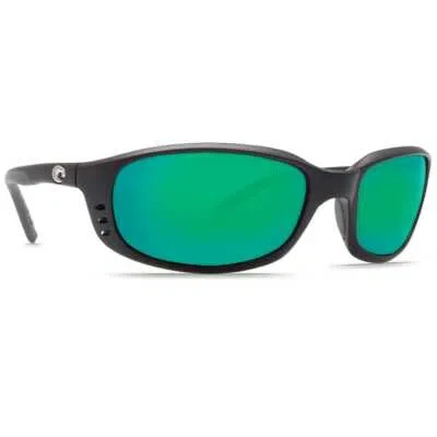 Pre-owned Costa Del Mar Costa Brine Matte Black Frame Sunglasses W/green Mirror 580g 06s9017-90171659 In Matte Black Frame W/green Mirror 580g Lenses