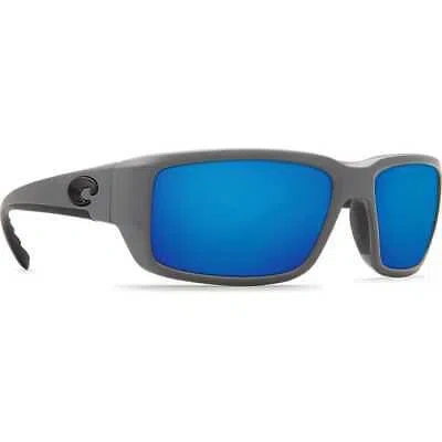 Pre-owned Costa Del Mar Costa Fantail Matte Gray Frame Sunglasses W/blue Mirror 580p 06s9006-90062559 In Matte Gray Frame W/blue Mirror 580p Lenses