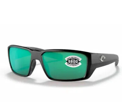 Pre-owned Costa Del Mar Costa Fantail Pro 06s9079-02 Matte Black/green Mirror 580g Polarized Sunglasses