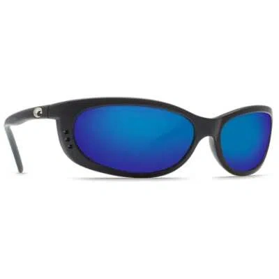Pre-owned Costa Del Mar Costa Fathom Matte Black Frame W/blue Mirror 580g Lenses 06s9058-90581061