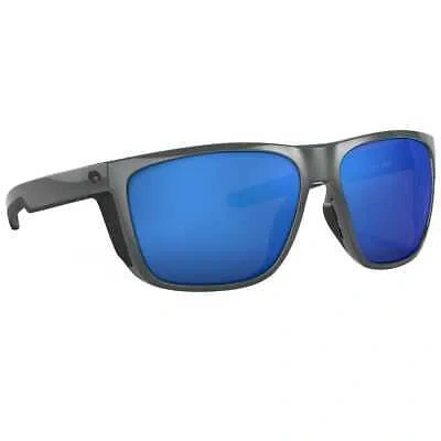 Pre-owned Costa Del Mar Costa Ferg Xl Shiny Gray Sunglasses W/blue Mirror 580g Lenses 06s9012-90120862 In Xl Shiny Gray W/blue Mirror 580g Lenses