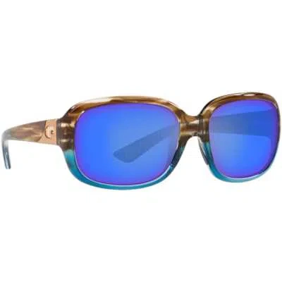 Pre-owned Costa Del Mar Costa Gannet Shiny Wahoo Frame Sunglasses W/blue Mirror 580g 06s9041-90410158 In Shiny Wahoo Frame W/blue Mirror 580g Lenses