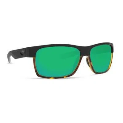 Pre-owned Costa Del Mar Costa Half Moon Matte Black/shiny Tortoise W/green Mirror 580g 06s9026-90261260 In Matte Black/shiny Tortoise Frame W/green Mirror 580g Lenses