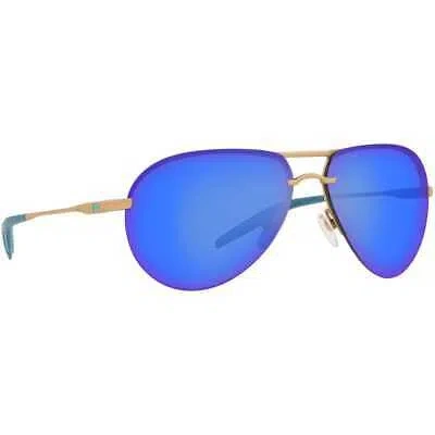 Pre-owned Costa Del Mar Costa Helo Matte Champagne + Blue/turquoise Sunglasses 580p 06s6006-60060861 In Matte Champagne, Blue, And Turquoise
