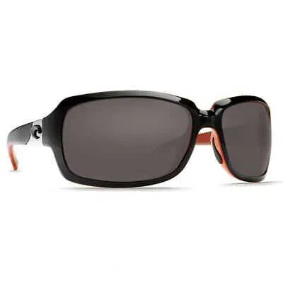 Pre-owned Costa Del Mar Costa Isabela Black/coral Frame Sunglasses W/gray 580p Lenses 06s9043-90430464