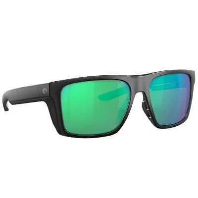 Pre-owned Costa Del Mar Costa Lido Matte Black Sunglasses W/green Mirror 580g Lenses 06s9104-91040257 In Matte Black W/green Mirror 580g Lenses