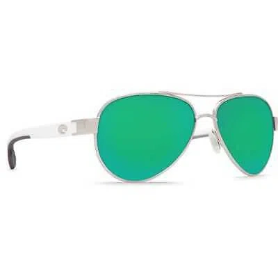 Pre-owned Costa Del Mar Costa Loreto Palladium W/white Temples Frame/green Mirror 580g 06s4006-40061556 In Palladium W/white Temples Frame W/green Mirror 580g Lenses