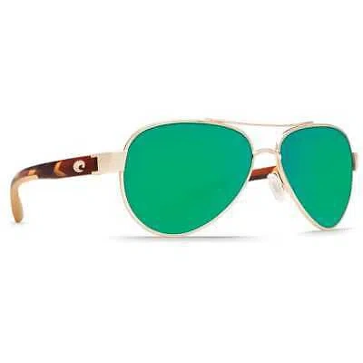 Pre-owned Costa Del Mar Costa Loreto Rose Gold Frame W/tortoise Frame/green Mirror 580g 06s4006-40062256 In Rose Gold Frame W/tortoise Temples Frame