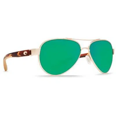 Pre-owned Costa Del Mar Costa Loreto Rose Gold Frame W/tortoise Frame/green Mirror 580p 06s4006-40061156 In Rose Gold Frame W/tortoise Temples Frame