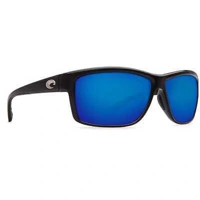 Pre-owned Costa Del Mar Costa Mag Bay Shiny Black Frame Sunglasses W/blue Mirror 580p 06s9048-90480463 In Shiny Black Frame W/blue Mirror 580p Lenses
