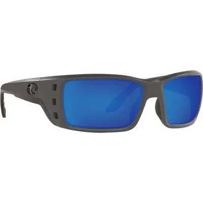 Pre-owned Costa Del Mar Costa Permit Matte Gray Frame Sunglasses W/blue Mirror 580g 06s9022-90222362 In Matte Gray Frame W/blue Mirror 580g Lenses